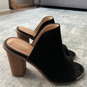 Report black suede mules